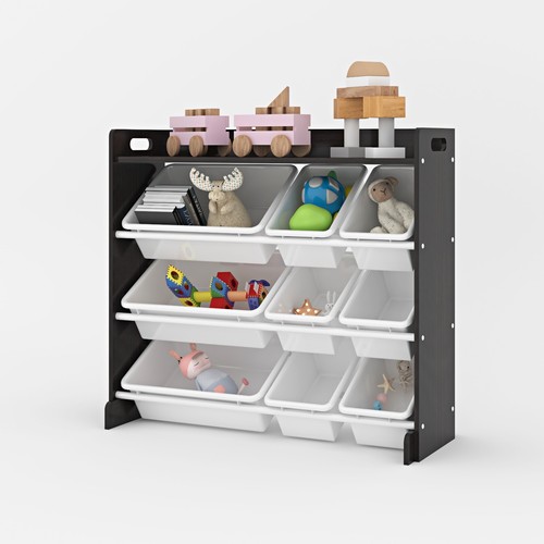 Kids Storage Wooden Unit Children's Bookshelf Toy Box 9 Cube 4 Tier Tubs Box UK - Picture 5 of 30