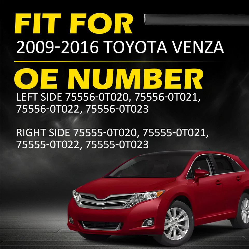 2Pcs Roof Drip Molding Trim Left+Right For 2009-2016 Toyota Venza 75556-0T020 - Image 2 of 4