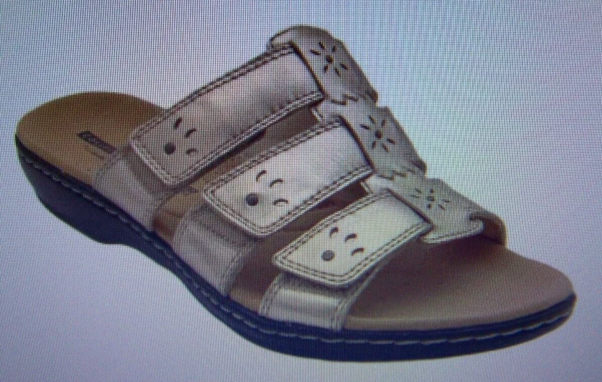 NUOVI sandali Clarks Collection Cushion Slide LEISA primavera oro rosa neri taglia 12N