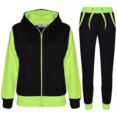 Kinder Trainingsanzug Mädchen Jungen Fleece Kapuze Hoodie Unterteil Jogger 7-13 Jahre