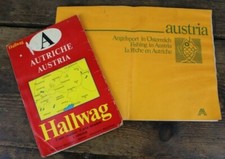 HALLWAG Fishing Pesca in Austria Vecchia GUIDA Mappa Carta Cartina VINTAGE