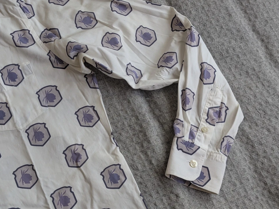 Camisa Kennington Hombre Pequeña Blanca Púrpura Cabeza de Indio Nativo Americano Estampado Camafeo Foto 4 de 4