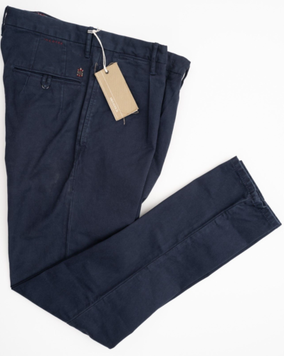 INCOTEX Niebieskie bawełniane spodnie dresowe slim fit plisowane przednie lacki 36 (EU 52) - Zdjęcie 1 z 7