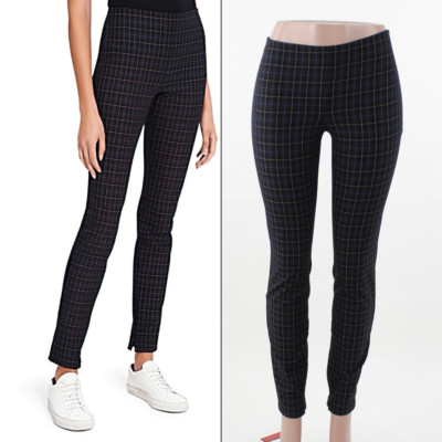 Theory Plaid Slim Zip Cuff Trousers in Blue Multi