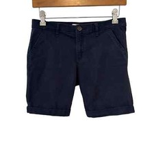 Abercrombie Kids Khaki Navy Blue Chino Shorts w/rolled cuff Size 16 Pre-owned