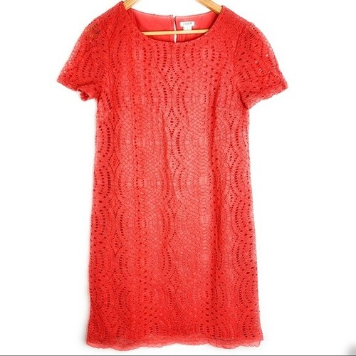 J. crew Lace Coral Dress with Scalloped 