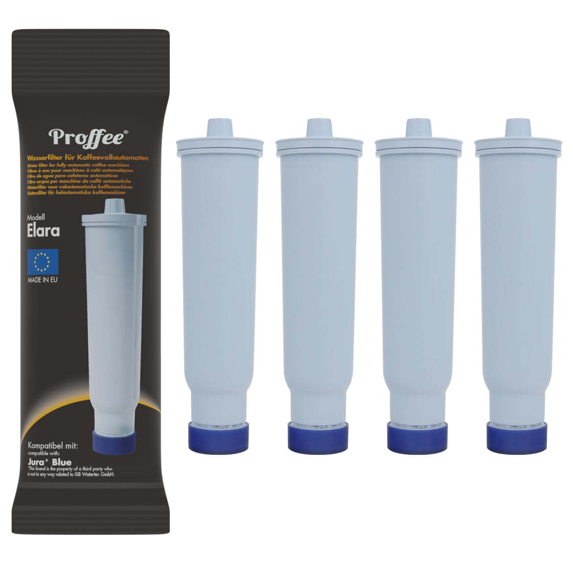 4x Proffee Elara Wasserfilter steckbare Alternative zu Jura Blue - Made In Italy