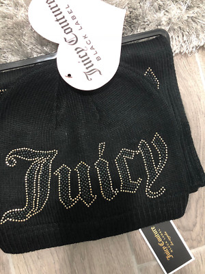 Juicy Couture Black Knit Bling Beanie Hat & Scarf 2 Piece  display picture 1
