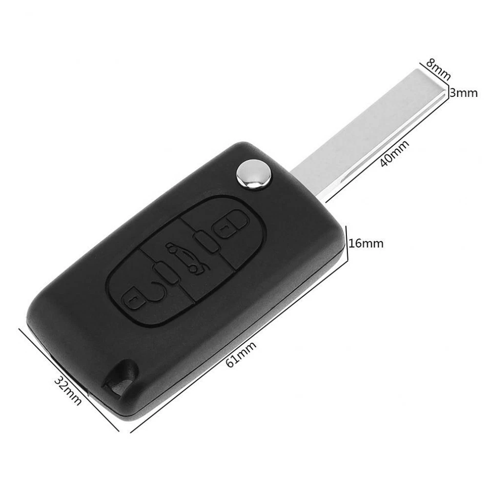 Fit for Citroen C3 C4 C5 Models 2005-2011 Flip Remote Key Fob with ID46 Chip - Image 2 of 4