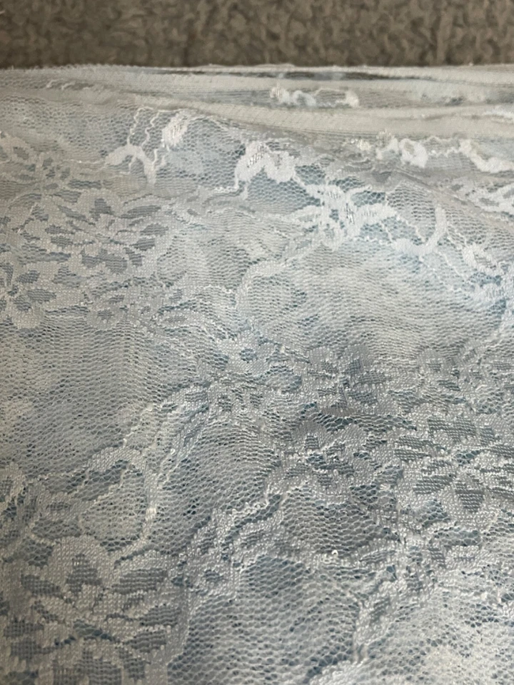 Fabric Lot 6 Yds 14 Ins 56 W Lt Blue Lace Dress Boudoir  Stretch Knit Fabulous - Image 4 of 4