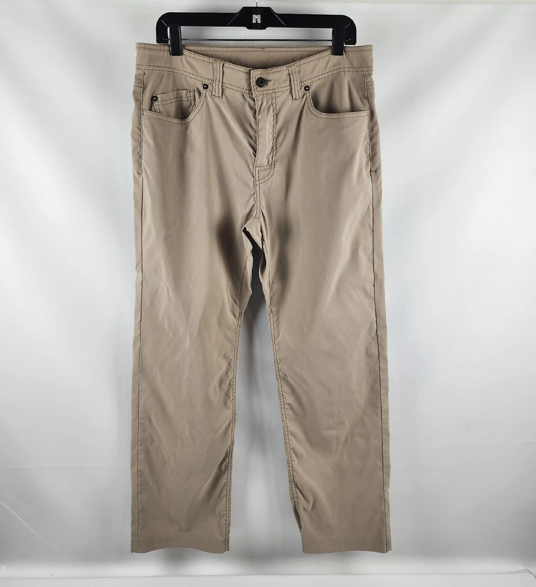 Prana Breathe Mens Slim Fit Stretch Nylon Brown Hiking Pants Size 34x29