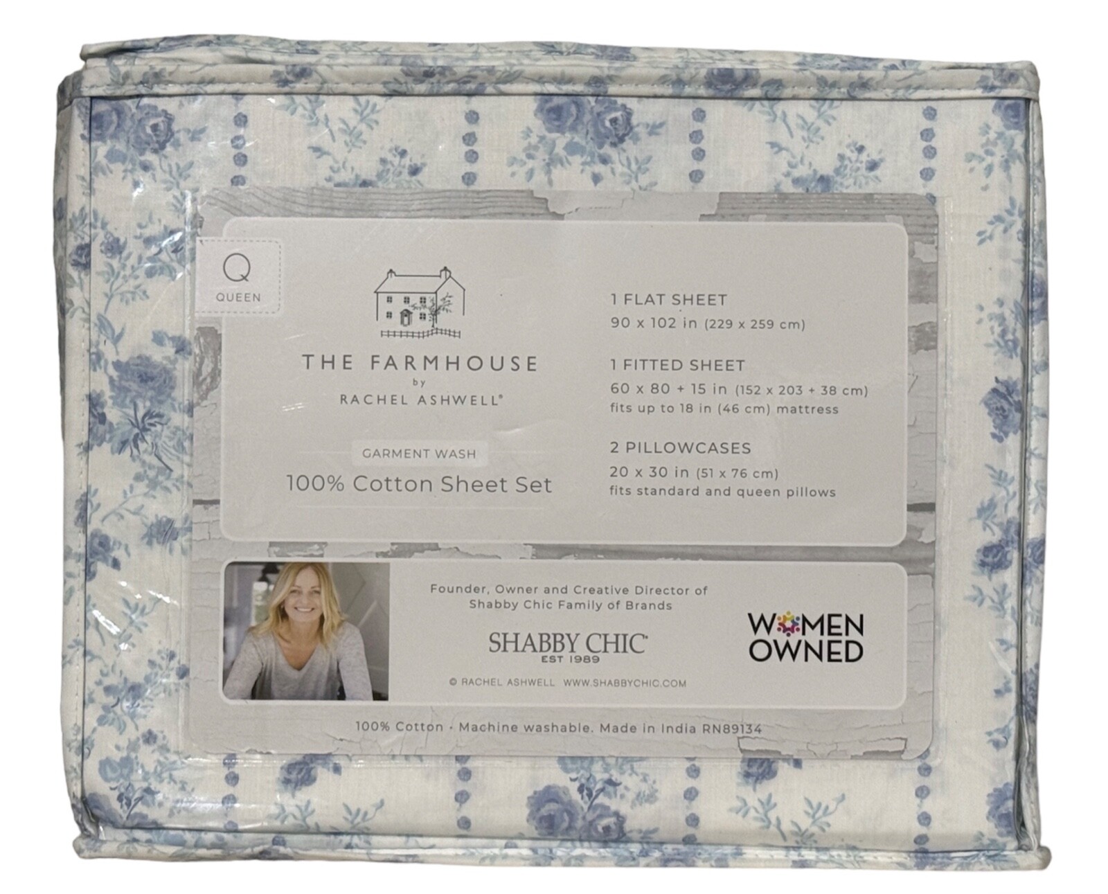 Shabby Chic by Rachel Ashwell The Farmhouse KING Sheet Set Blue Floral ...