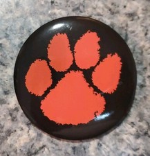 Clemson Black And Orange Pawprint Vintage Style Gameday Lapel Pin. 2"x2"