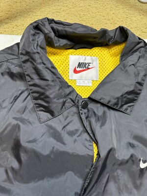 Vintage 90s Nike Swoosh White Tag Black Windbreaker Coaches Jacket