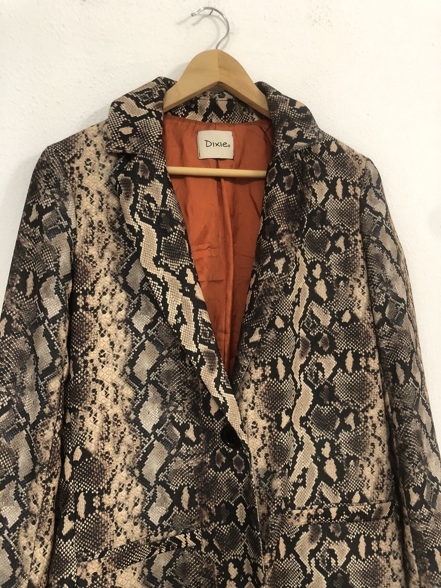 DIXIE Giacca blazer soprabito marrone beige fantasia pitonata Tg S