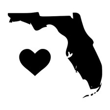 Florida Heart Vinyl Sticker Home State Love FL Gulf Coast Die Cut Decal