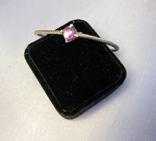 David Yurman 3mm Sterling Silver Cable Chatelaine Amethyst Bangle Bracelet