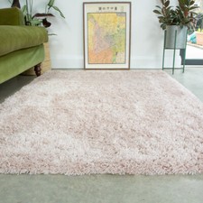 Non Shed Blush Pink Shaggy Rug Small Large Living Room Rugs Bedroom Area Mats