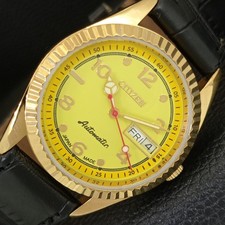 JAPAN VINTAGE REFURBISHED CITIZEN AUTOMATIC MENS YELLOW DIAL WATCH a445315-1