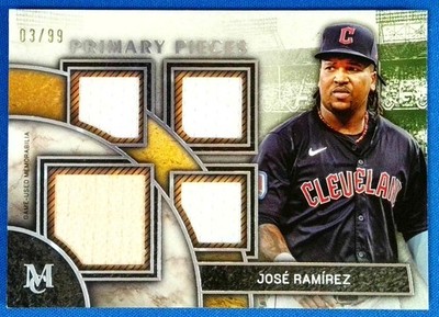 Jose Ramirez Quad Relic /99 Guardians 2025 Topps Museum Primary Pieces SPPQ-JRA