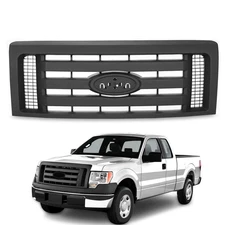Front Bumper Upper Hood Guard Grille Grill For 2009 - 2014 Ford F-150 F150 Black