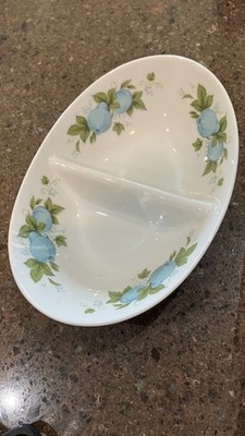Noritake Blue Orchard (Pattern 6695) Oval Divided Serving Bowl. Mint Condition