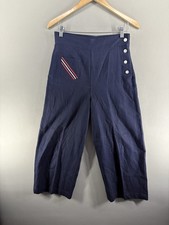 Polo Ralph Lauren women's relaxed wide-leg pants cotton linen blend Size 4 Navy
