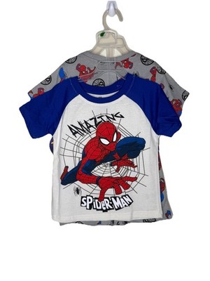 Marvel Spider-Man Boys 3pc Outfit Set 2 Graphic Tee Shirts + Shorts Size 5