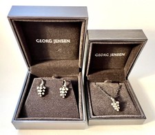 Vintage Georg Jensen Silver Moonlight Grapes Pendent & Earring Set #552 #5514 