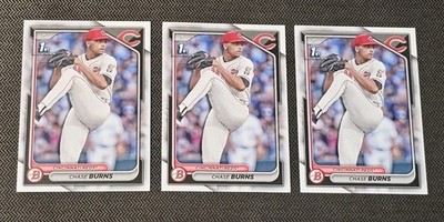 (3x LOT) Chase Burns 2024 Bowman Draft 1st Bowman Paper Cincinnati Reds RC X3