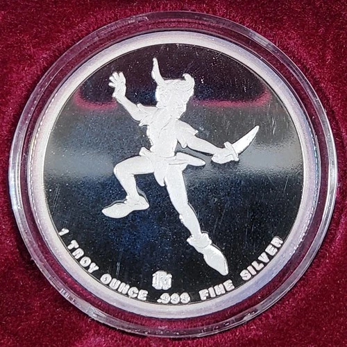 Proof Silver 1988 Peter Pan Disney Around The World 1 oz w/ Box & COA