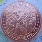 1 oz. U.S. ARMY 250th Anniversary .999 copper round
