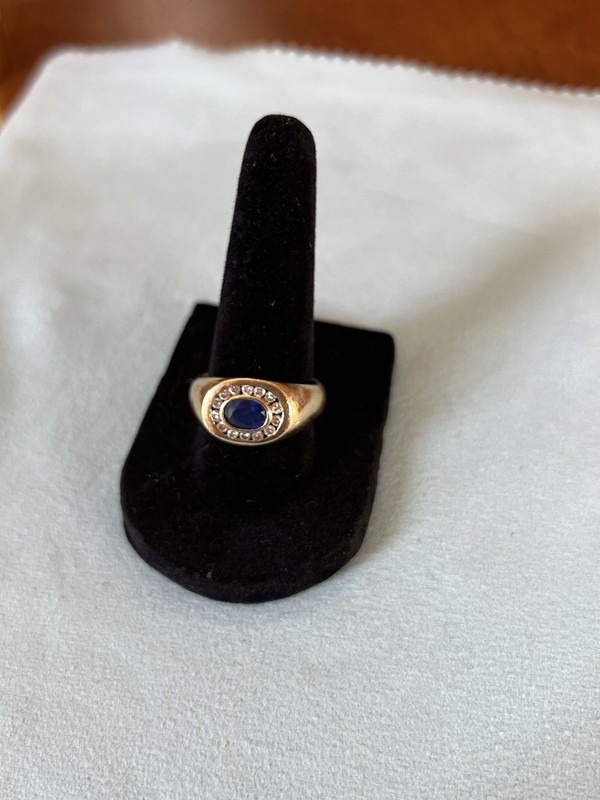 Vintage 14k Gold, Sapphire and Diamond Ring - Size 8.25