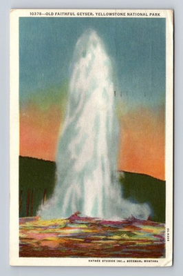 #ad #ad Yellowstone National Park Old Faithful Geyser Antique Vintage c1961 Postcard $0.99