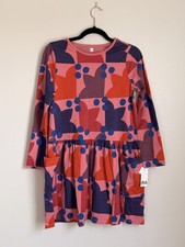 Tea Collection Long Sleeve Pocket Dress Girls 16 Abstract Pink Purple Cotton