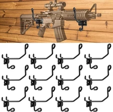 Gun Rack Wall Mount – 12-Pack Vinyl-Coated Steel Hooks for Slatwall, Black 