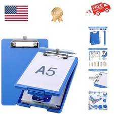 Small Clipboard with Storage, A5 Clipboards with Pen Holder, Half Letter Clip...