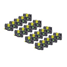 20PK Fit Brother P-Touch Ratio 2:1 HSe-651 Heat Shrink Tube Black on Yellow 24mm