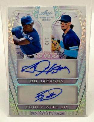 2024 Leaf Trinity /3 Gold Dual Auto, Bo Jackson and Bobby Witt Jr
