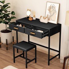 Modern Computer Desk with 2 Drawers Home Office Console Dressing Table stool