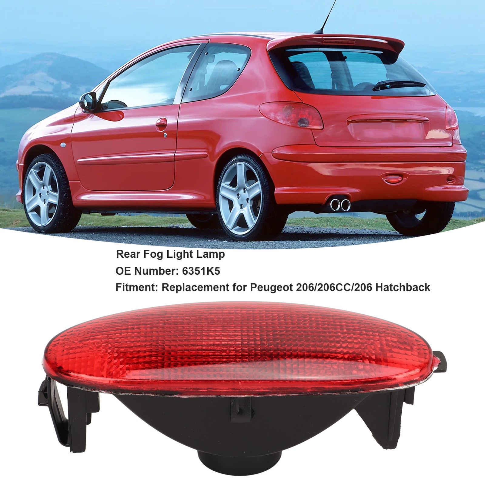 √ Rear Fog Light Lamp 6351K5 Low Energy Consumption High Brightness Long Lasting