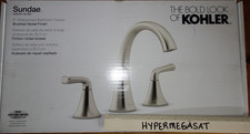 KOHLER Sundae Widespread Double 2 Handle Bathroom Faucet w/Drain Brushed Nickel