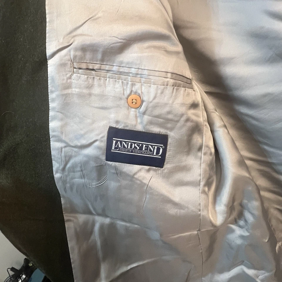 Винтажное шерстяное спортивное пальто Lands' End 46L Tiroler Loden сделано в США оливково-зеленое - Изображение 4 из 4