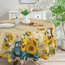 Sunflower Round Tablecloth 60 inch, Sunflower Decorations for Home, Summer an...
