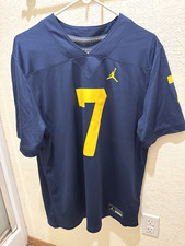 Jordan Michigan Wolverines Edwards 7 Football Jersey Men  s L Blue Yellow
