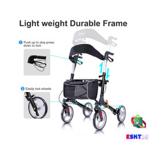 Andador Plegable Walker Deluxe con Asiento Aluminio Negro