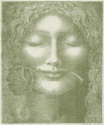 Cecil Französisch (1879-1953) Bleistift signiert Lithographie Die Rose des Traums