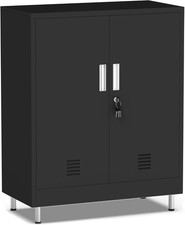 Metal Storage Cabinet with Locking Doors and Adjustable Shelves, Small Lockable