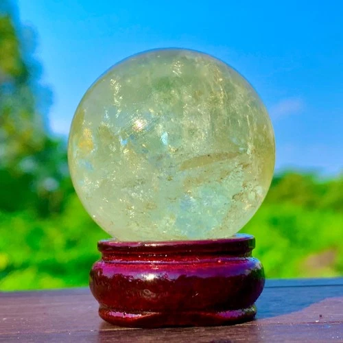 96G AAA Grade Natural Rainbow Citrine Sphere Quartz Crystal Healing Chakras