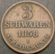 OLDENBURG (German State) 3 Schwaren 1858B - Copper - VF - 1649 ¤